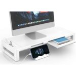 Asztali monitortartó fiókkal, laptop- és számítógép-állvány íróasztalhoz USB 3.0 adatporttal és C típusú töltéssel - Image 2
