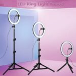 Jupiter Brands Ring Light kör alakú lámpa, átmérő 26cm / 10inch LED, USB csatlakozás, 3 fénymód, 10 beállítási fokozat, telefontartó, szelfi távirányító, 210 cm-es állvány mellékelve