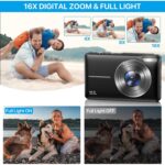 Lynker kompakt fényképezőgép, HD 1080P, 44MP, 16x digitális zoom, fekete, 2 akkumulátorral és 32 GB-os memóriakártyával - Image 7
