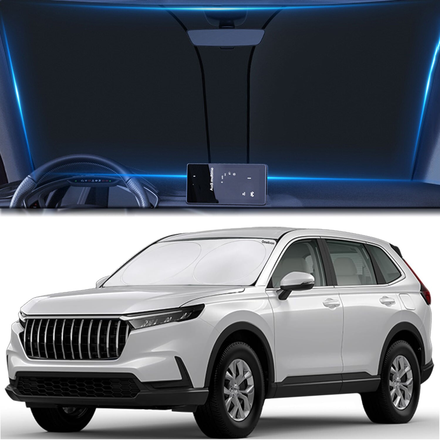 res_0949f7fa760a2b7f72e6b2a7fffbabee-1.jpg OEM Autós napellenző, innovatív technológia, maximális védelem, összecsukható, többszínű, tárolótáskával - Image 1