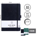 2 darabos tervezőkészlet, Axroad Mall, A5, 200 oldal, 80 g/m², vízszintes vonalakkal, ökológikus bőr borítás, kiváló minőségű papír, könnyen írható, munkába, otthonra, iskolába és utazáshoz, 21,5*15 cm, fekete/sötétzöld - Image 3