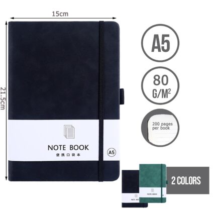 2 darabos tervezőkészlet, Axroad Mall, A5, 200 oldal, 80 g/m², vízszintes vonalakkal, ökológikus bőr borítás, kiváló minőségű papír, könnyen írható, munkába, otthonra, iskolába és utazáshoz, 21,5*15 cm, fekete/sötétzöld