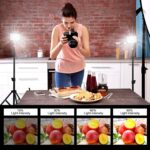 Folyamatos fényű Softbox készlet, SINBINTA, 2 hordozható LED lámpa szett 4 színszűrővel, USB csatlakozás, hideg, meleg és semleges fény, 180°-os forgatás, 5V, állítható 160 cm-es állványok, vezetékes vezérlőkapcsoló, fotó/videó/sminkhez, 23*16cm, fekete - Image 6