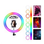 Ring Light RGB HOZRO 26cm nagy állítható állvánnyal és telefontartóval, többszínű fény szelfihez és sminkhez