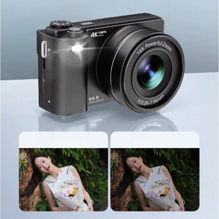ORBER digitális fényképezőgép, kompakt, 64 Mpx, 16x optikai zoom, 180°-ban elforgatható kijelző, 32 GB