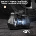 Hordozható autós kompresszor - szivattyús autó, kerékpár, motorkerékpár, matracok, léggömbök, 12 V DC digitális manométerrel, 100 PSI, 6,9 bár és LED vészvilágítás - Image 8