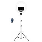 Kör alakú lámpa 56 cm (22 hüvelyk) átmérővel, meleg, hideg, semleges világítással, USB-csatlakozással, nagy állvánnyal, szelfi távirányítóval, TikTok, Videó, Képek, Eladó raktár - Image 2