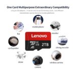Lenovo 2TB MicroSDXC memóriakártya, UHS-I U3 A1 C10, 100 MB/s, SD adapterrel, víz- és ütésálló