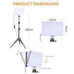 Folyamatos fényű Softbox készlet, SINBINTA, 2 hordozható LED lámpa szett 4 színszűrővel, USB csatlakozás, hideg, meleg és semleges fény, 180°-os forgatás, 5V, állítható 160 cm-es állványok, vezetékes vezérlőkapcsoló, fotó/videó/sminkhez, 23*16cm, fekete