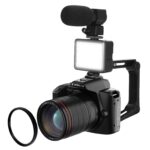 Digitális fényképezőgép, Darklove, 32 GB SD kártyával, objektívvel, töltőfénnyel és mikrofonnal, 64 MP, 16X digitális zoom, 3,0 hüvelykes IPS, 4800 mAh, Hordozható, Gyermekeknek, kezdőknek és időseknek, 13X12,5X9,5 cm, Fekete - Image 2