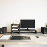 vidaXL fekete tölgy szerelt fa monitorállvány asztali rendszerezővel 868087 - Image 3