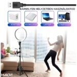 Macvi® Ring Light LED professzionális kör alakú lámpa, átmérő 45 cm (18 hüvelyk), USB-csatlakozás, 3 fénymód, szelfi távirányító és 210 cm-es állvány - Image 4
