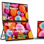 15,6 hüvelykes hordozható kettős monitor 1920x1080P FHD 315°-ban állítható összecsukható egymásra rakható kettős kijelző beépített hangszórókkal képernyőbővítés HDMI/USB-C csatlakozással Windows Mac laptophoz - Image 3