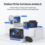 aMagisn szilikon védőtok Osmo Action 6-hoz, teljes védelem, kompatibilis a gyorskioldó rögzítéssel, elvesztésgátló zsinór, akciókamera tartozékok, fekete - Image 9