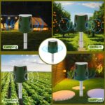 360°-os ultrahangos napenergiával működő állatriasztó macskariasztó kültéri szarvasriasztó mozgásérzékelővel, 3 oldalról villogó mozgásfénnyel, elriasztja a kutyákat, madarakat, nyulakat és mókusokat a kertben - Image 6