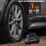 Hordozható autós kompresszor - szivattyús autó, kerékpár, motorkerékpár, matracok, léggömbök, 12 V DC digitális manométerrel, 100 PSI, 6,9 bár és LED vészvilágítás - Image 3
