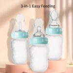 Szilikon cumisüveg 3 az 1-ben, EYUSALL, 180 ml, extrudálható, szivárgásmentes etetőcumi, BPA-mentes, könnyen tisztítható, kék - Image 4