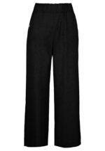 Női bő viszkóz és len nadrág, Comfort Fit, 2 elülső zseb, gumírozott derék, Volcano R-Nette, fekete, Fekete - Image 5