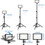 2 db-os hordozható stúdiólámpa készlet, Mosmaoo, 6500K, 10W, 180°-os elforgatás, USB-C, állítható 120 cm-es állványok, 10 fokozatú beállítás, 9 szín, 18 színchip, vezetékes vezérlőkapcsoló, 14 x 9.61cm, fotózáshoz / videózáshoz / sminkeléshez, fekete