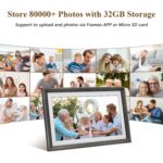 WIFI digitális képkeret, 10,1 hüvelykes, Frameo alkalmazás, microSD, fotók/videók, érintőképernyő 800X1020 HD IPS, hangszóró, 32 GB
