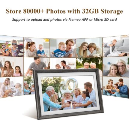 WIFI digitális képkeret, 10,1 hüvelykes, Frameo alkalmazás, microSD, fotók/videók, érintőképernyő 800X1020 HD IPS, hangszóró, 32 GB