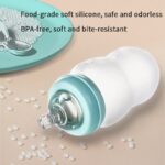Szilikon cumisüveg 3 az 1-ben, EYUSALL, 180 ml, extrudálható, szivárgásmentes etetőcumi, BPA-mentes, könnyen tisztítható, kék - Image 2