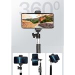 Univerzális állvány, KINSI, Bluetooth távirányító, állítható, Selfie Stick, 160 cm magas, fekete - Image 4