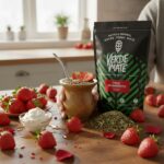Yerba Mate Tea Készlet, Verde Mate Strawberry Levegőn Szárított, Füstmentes, Enyhe Ízű, 500g, Kerámia Bögre Zöld, 375 ml, Bombilla - Image 4