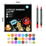 Akril két hegyű markerek, Axroad Mall, 24 szín, vízálló, nem mérgező, 2 különböző vastagságú hegy, üveghez, kerámiához, kőhöz, fához, műanyaghoz, hobbihoz, rajzoláshoz, kalligráfiához, többszínű