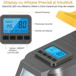 Elindor® hordozható légkompresszor LCD kijelzővel, 12V/220V tápegység, maximális nyomás 10,3 bar, 150PSI, többfunkciós funkció, LED lámpa, szürke - Image 5