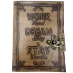 Napló bőr borítással, Work hard & Dream Big, 18x13 cm