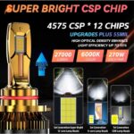 2 db Auto H7 Canbus PRO LED izzós készlet, SUPER CSP, 270 W és 27 000 lumen teljesítmény, dupla hűtőrendszer, CSP 4575 chipekkel, 6000K hideg fehér, égett izzóhiba nélkül AutoREY Premium