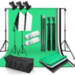 AbestStudio fotóstúdió készlet, 2 x Softbox, 4 x többszínű háttér, 2 x 135W 5500K izzó, 3 x bilincs, hordozó táska - Image 3