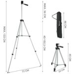 Izoxis állványkészlet távirányítóval, telefon- és fényképezőgép-tartóval, bluetooth távvezérléssel, állítható 45–133 cm, alumínium - Image 6