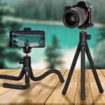 Professzionális Állítható Teleszkópos Fotóállvány, Telefonhoz / Fényképezőgéphez / GoPro-hoz, 360°-os Forgatás, Telefon Tartóval, Univerzális, Fekete