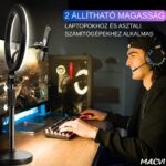 Macvi® Ring Light LED professzionális kör alakú lámpa, átmérő 45 cm (18 hüvelyk), USB-csatlakozás, 3 fénymód, szelfi távirányító és 210 cm-es állvány - Image 10