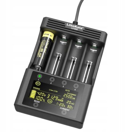 Liitokala univerzális akkumulátortöltő, 18650 26650 Lii-600, 4 csatornás, 250-3000 mA, LCD, 165x115x40mm