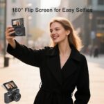 Garsonal 5K 75MP Wi-Fi fekete kompakt fényképezőgép 18x zoom 1/2.8 hüvelyk 212g