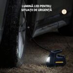 Hordozható autós kompresszor - szivattyús autó, kerékpár, motorkerékpár, matracok, léggömbök, 12 V DC digitális manométerrel, 100 PSI, 6,9 bár és LED vészvilágítás - Image 10