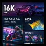 DisplayPort 2.1 kábel, 16K 60Hz, 8K 120Hz, 4K 240Hz, 4K 165Hz, 4K 240 Hz férfi-apa, HDR, HDCP 2.2, 3D Dynamic, DSC 1.2a, 80Gbps, Ritkán 3 méter, - Image 6