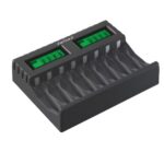 VariCore LCD-006 8-slotos töltő AA, AAA, 18650 akkumulátorokhoz, Li-ion, Ni-MH, USB-C