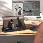 15,6 hüvelykes hordozható monitor laptophoz - FHD 1080P IPS tükröződésmentes képernyő, kettős USB-C/HDMI, beépített hangszórók, VESA furatok - Képernyőbővítő kompatibilis laptop PC telefon PS4/5 Switch-el - Image 5
