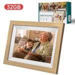 Digitális képkeret, 10.1 hüvelykes HD IPS érintőképernyő, Frameo alkalmazás, 1 GB RAM, 32 GB belső memória SD kártya, hangszórók, fénykép- és videólejátszás, modern design, természetes fa kivitel - Image 3