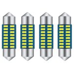 4 darabos LED-es autóizzó készlet, SINBINTA, Fehér fény 6500K, 12V, 1.2W, Könnyű telepítés, Kiegészítő lámpákhoz, féklámpákhoz, rendszámtáblához, térképjelzőhöz és parkolólámpákhoz, Alumínium, 36mm, Ezüst