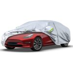 Luoistu® prémium autóponyva, amely védelmet nyújt a nap, eső, por, víz és UV sugarak ellen. Visszapillantó tükör zsebbel, fényvisszaverő csíkokkal és tárolótáskával rendelkezik, ideális SUV-okhoz - 400x160x120CM - Image 2