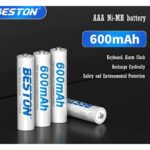 BESTON AA/AAA akkumulátortöltő készlet 2 rekesszel és 2 db AAA 600mAh Ni-MH akkumulátorral, fehér, 75x36,5x25,8mm - Image 5