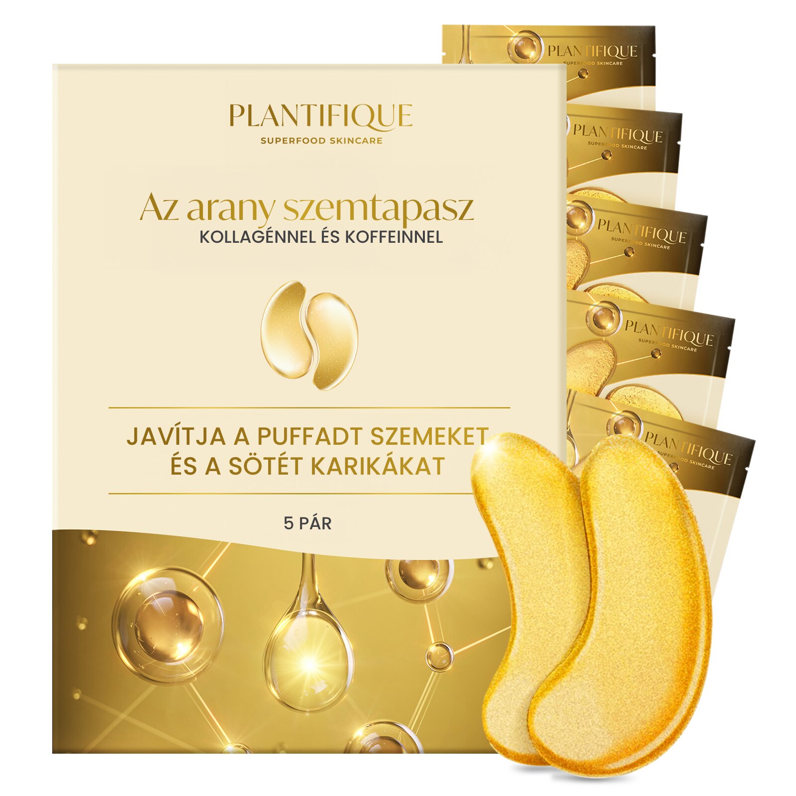 res_597d0ddd14119a2f3e069972c964e450.jpg Hidratáló maszk, PLANTIFIQUE szemtapaszok kollagénnel, koffeinnel, spirulinával, tengeri moha, glükóz és konjac kivonattal, sötét karikák elleni, ránctalanító, duzzadt szemekre, revitalizáló és világító, 5 pár - Image 1