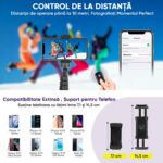 Professzionális teleszkópos fotóállvány, telefonhoz/fényképezőgéphez/GoPro-hoz, bluetooth távirányító, selfie stick funkció, állítható, Univerzális, Tartós és Könnyű, Fekete - Image 6