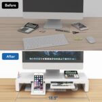 Asztali monitortartó fiókkal, laptop- és számítógép-állvány íróasztalhoz USB 3.0 adatporttal és C típusú töltéssel - Image 5