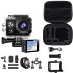 INVICTWIN 4K Ultra HD sportkamera – Beépített Wi-Fi, Stabilizált filmezés (rázkódásmentes), 170°-os ultraszéles látószögű objektív, LCD kijelző, akár 30 méterig vízálló, 128 GB-os microSD kártya támogatás, alkalmazásvezérlés - Image 2